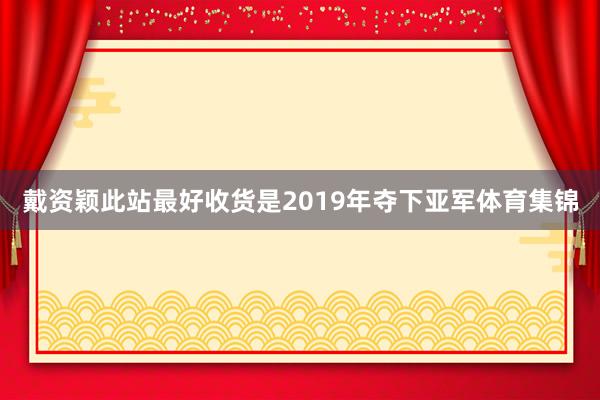 戴资颖此站最好收货是2019年夺下亚军体育集锦