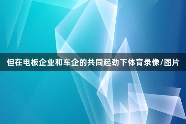 但在电板企业和车企的共同起劲下体育录像/图片