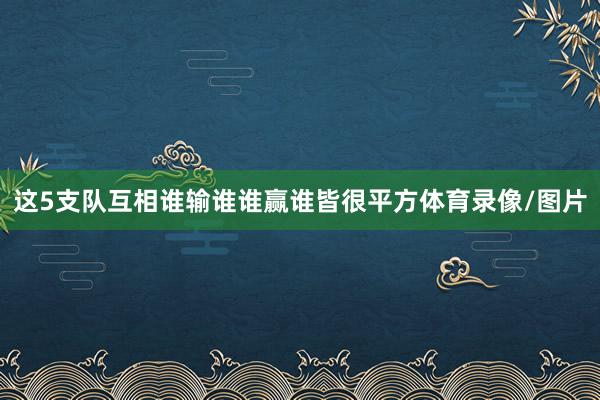 这5支队互相谁输谁谁赢谁皆很平方体育录像/图片